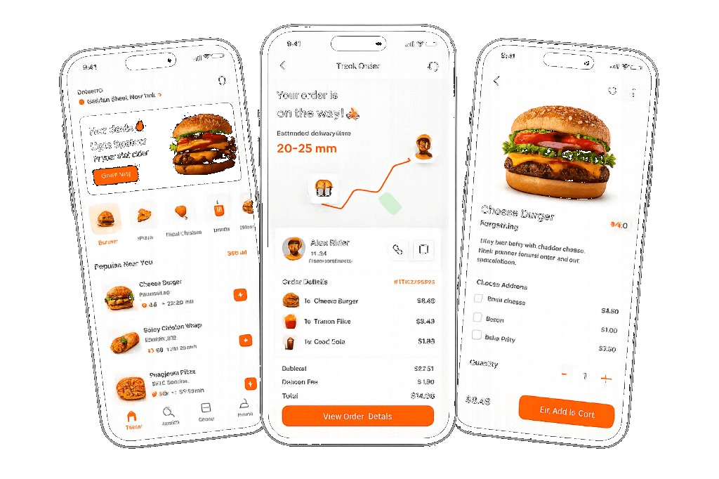 Food delivery app mockup